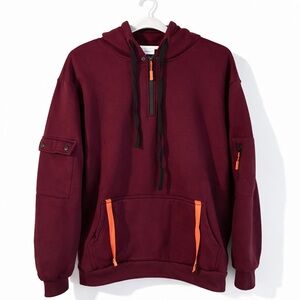 Stylish Burgundy Hoodie with Orange Accents